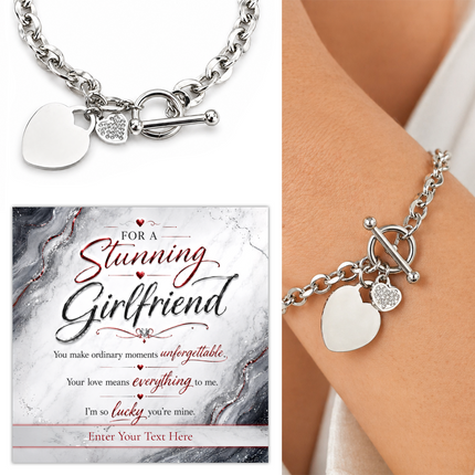 For A Stunning Girlfriend Personalised Unity Heart Bracelet In Keepsake Box