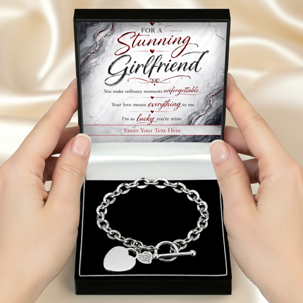 For A Stunning Girlfriend Personalised Unity Heart Bracelet In Keepsake Box