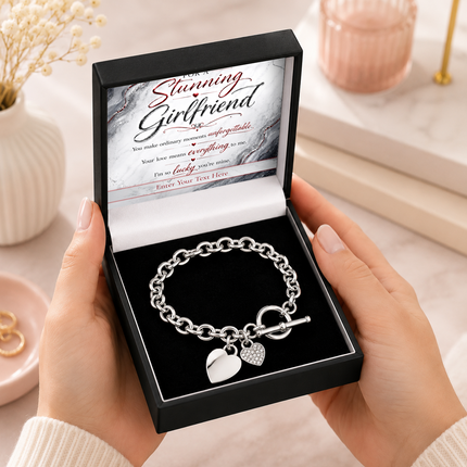 For A Stunning Girlfriend Personalised Unity Heart Bracelet In Keepsake Box