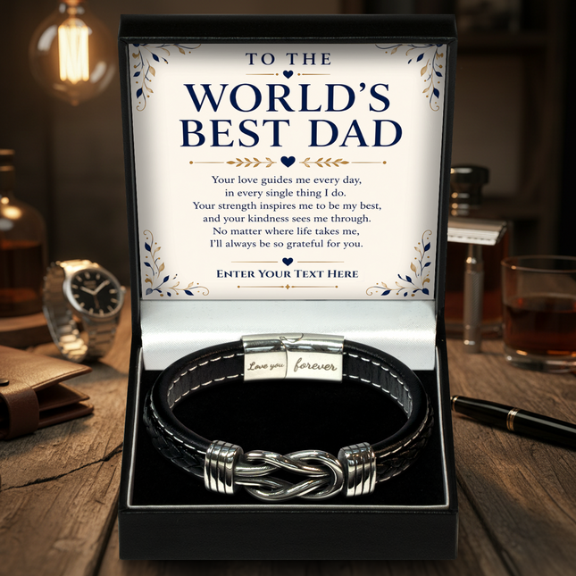 To The Worlds Best Dad Infinity Knot Bracelet With Personalised Keepsake Box