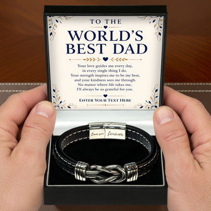 To The Worlds Best Dad Infinity Knot Bracelet With Personalised Keepsake Box