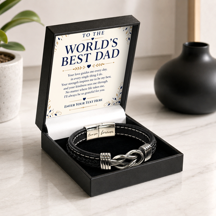 To The Worlds Best Dad Infinity Knot Bracelet With Personalised Keepsake Box