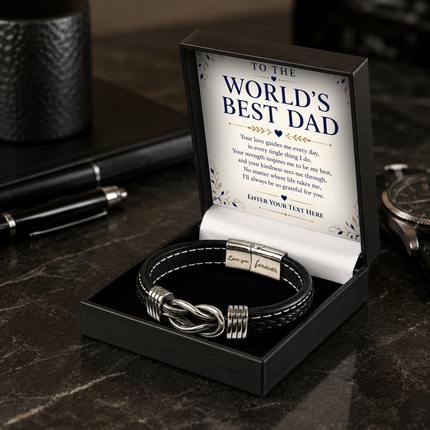 To The Worlds Best Dad Infinity Knot Bracelet With Personalised Keepsake Box