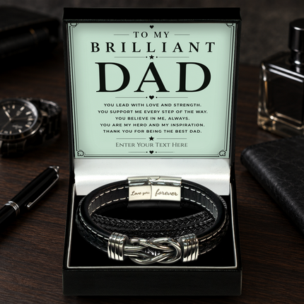 To My Brilliant Dad Infinity Knot Bracelet With Personalised Keepsake Box