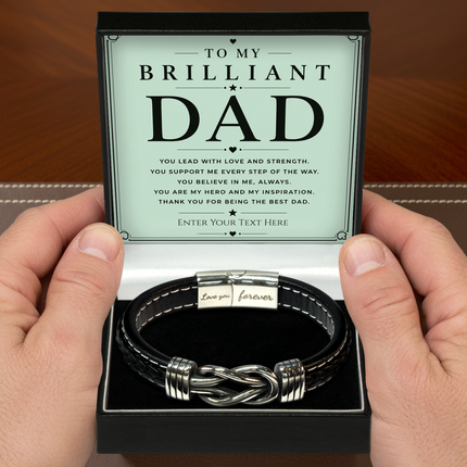 To My Brilliant Dad Infinity Knot Bracelet With Personalised Keepsake Box