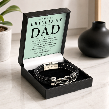 To My Brilliant Dad Infinity Knot Bracelet With Personalised Keepsake Box
