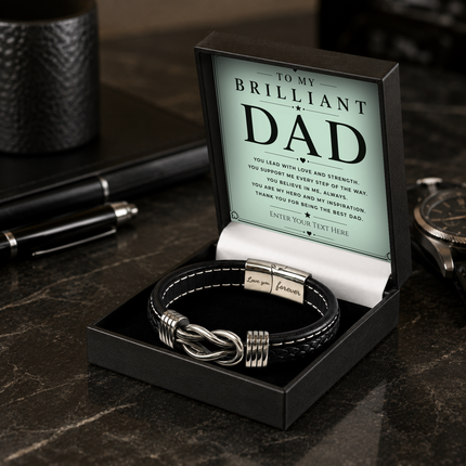 To My Brilliant Dad Infinity Knot Bracelet With Personalised Keepsake Box