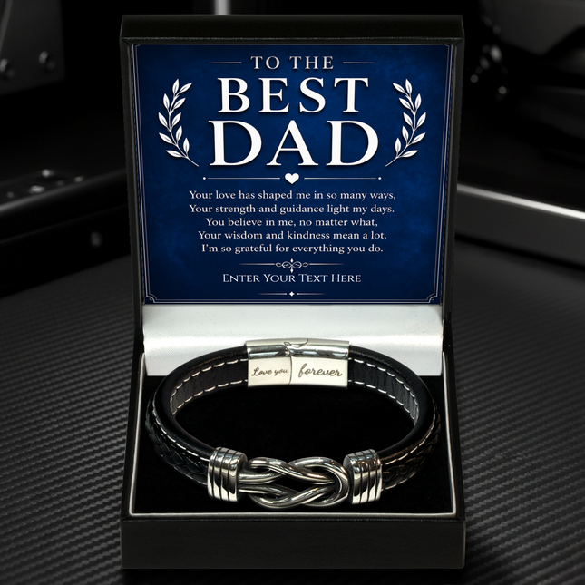 To The Best Dad Infinity Knot Bracelet With Personalised Keepsake Box