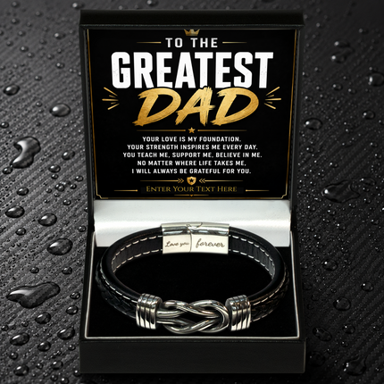 To The Greatest Dad Infinity Knot Bracelet With Personalised Keepsake Box