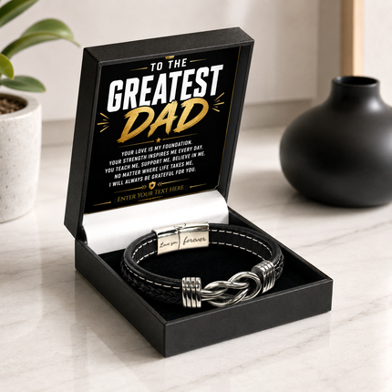 To The Greatest Dad Infinity Knot Bracelet With Personalised Keepsake Box