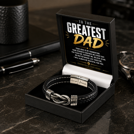 To The Greatest Dad Infinity Knot Bracelet With Personalised Keepsake Box