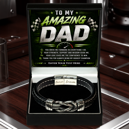 To My Amazing Dad Infinity Knot Bracelet With Personalised Keepsake Box