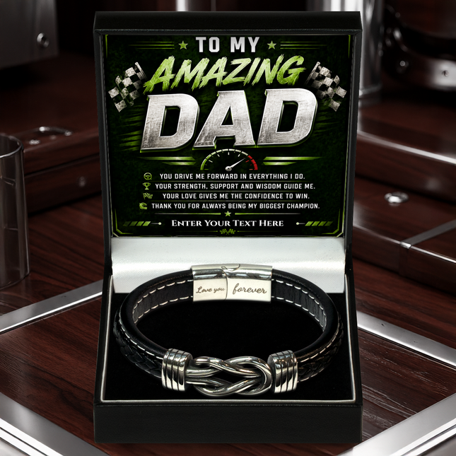 To My Amazing Dad Infinity Knot Bracelet With Personalised Keepsake Box