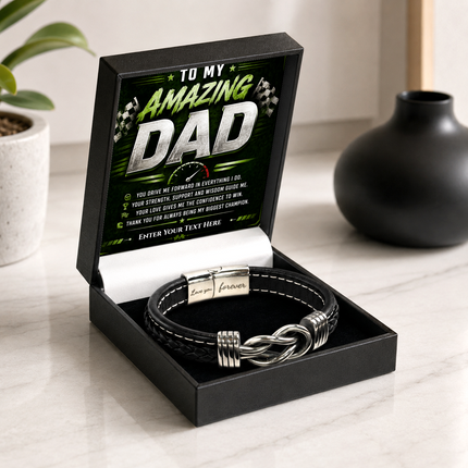 To My Amazing Dad Infinity Knot Bracelet With Personalised Keepsake Box