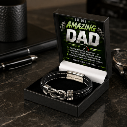 To My Amazing Dad Infinity Knot Bracelet With Personalised Keepsake Box