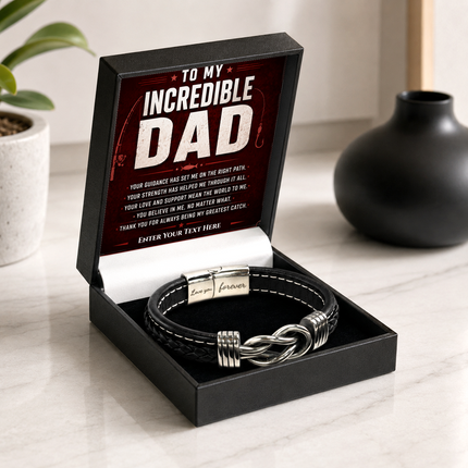 To My Incredible Dad Infinity Knot Bracelet With Personalised Keepsake Box