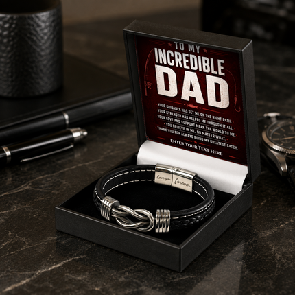 To My Incredible Dad Infinity Knot Bracelet With Personalised Keepsake Box