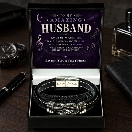 To My Amazing Husband Infinity Knot Bracelet With Personalised Keepsake Box