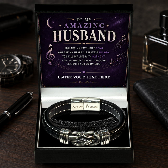 To My Amazing Husband Infinity Knot Bracelet With Personalised Keepsake Box