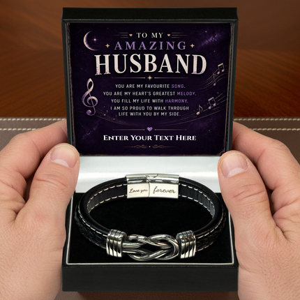 To My Amazing Husband Infinity Knot Bracelet With Personalised Keepsake Box