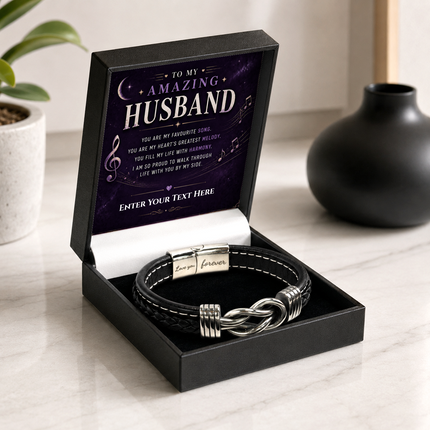 To My Amazing Husband Infinity Knot Bracelet With Personalised Keepsake Box