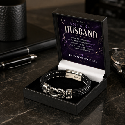 To My Amazing Husband Infinity Knot Bracelet With Personalised Keepsake Box