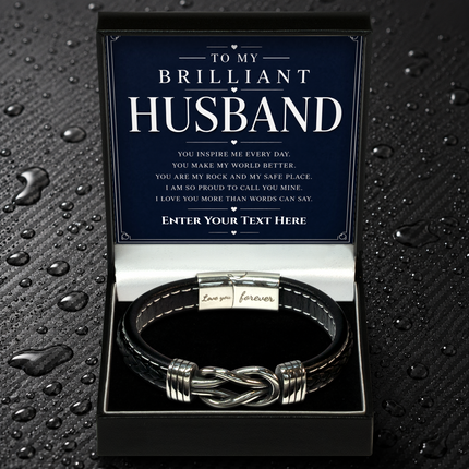 To My Brilliant Husband Infinity Knot Bracelet With Personalised Keepsake Box