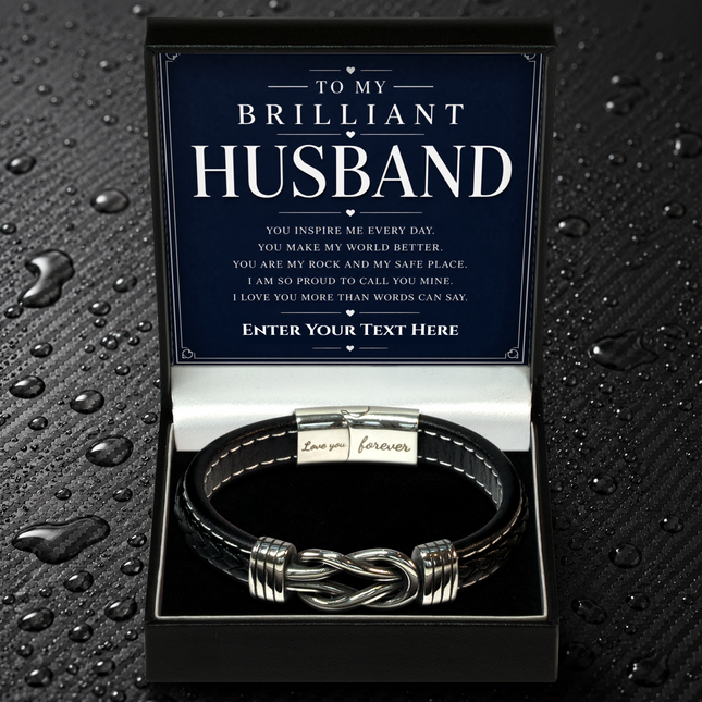 To My Brilliant Husband Infinity Knot Bracelet With Personalised Keepsake Box