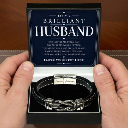 To My Brilliant Husband Infinity Knot Bracelet With Personalised Keepsake Box