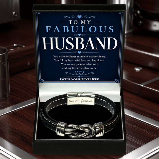 To My Fabulous Husband Infinity Knot Bracelet With Personalised Keepsake Box
