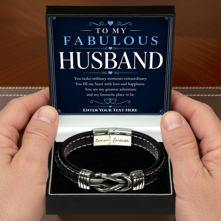 To My Fabulous Husband Infinity Knot Bracelet With Personalised Keepsake Box
