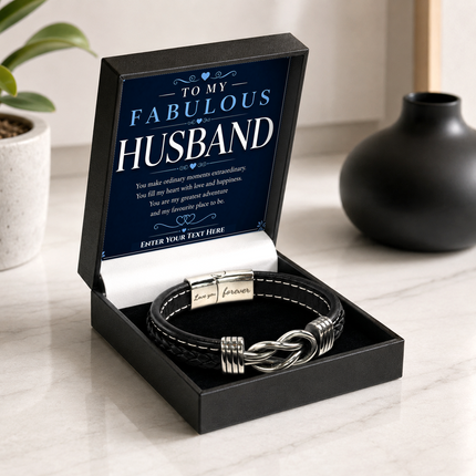 To My Fabulous Husband Infinity Knot Bracelet With Personalised Keepsake Box