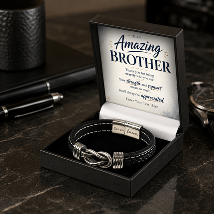 To An Amazing Brother Infinity Knot Bracelet With Personalised Keepsake Box