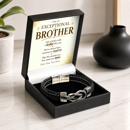 For An Exceptional Brother Infinity Knot Bracelet With Personalised Keepsake Box