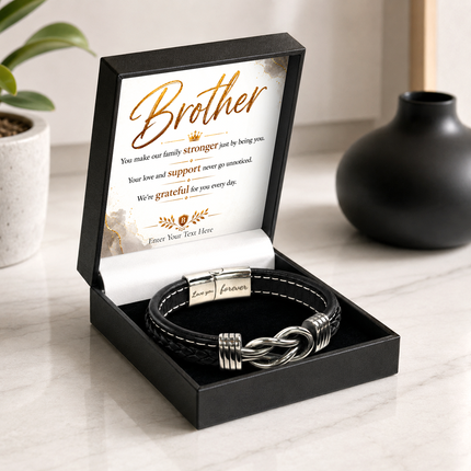 Brother Infinity Knot Bracelet With Personalised Keepsake Box