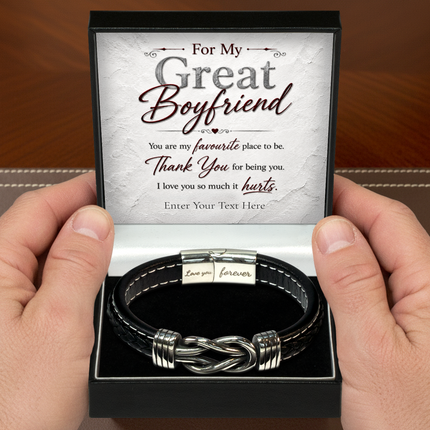 For My Great Boyfriend Infinity Knot Bracelet With Personalised Keepsake Box