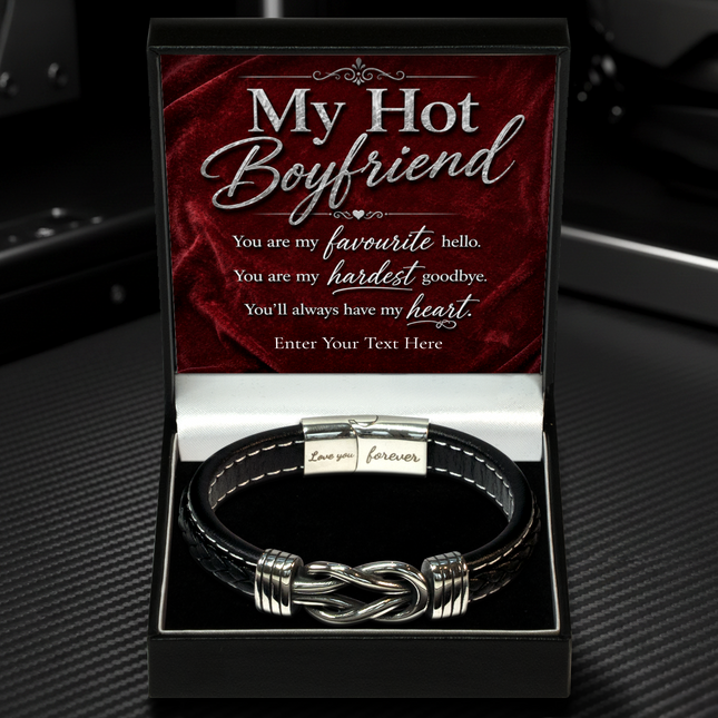 My Hot Boyfriend Infinity Knot Bracelet With Personalised Keepsake Box