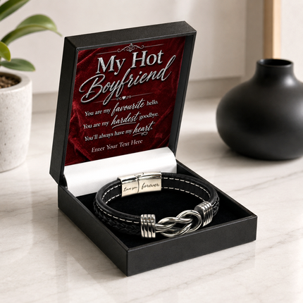 My Hot Boyfriend Infinity Knot Bracelet With Personalised Keepsake Box
