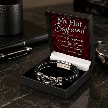 My Hot Boyfriend Infinity Knot Bracelet With Personalised Keepsake Box