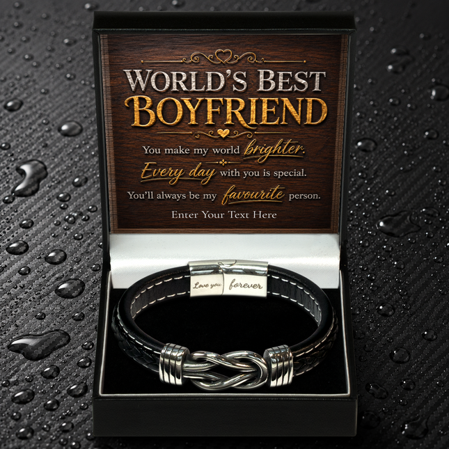 Worlds Best Boyfriend Infinity Knot Bracelet With Personalised Keepsake Box