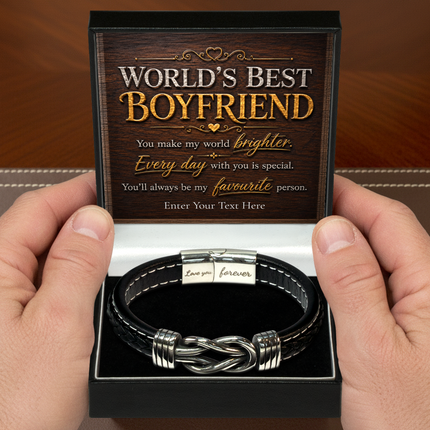 Worlds Best Boyfriend Infinity Knot Bracelet With Personalised Keepsake Box