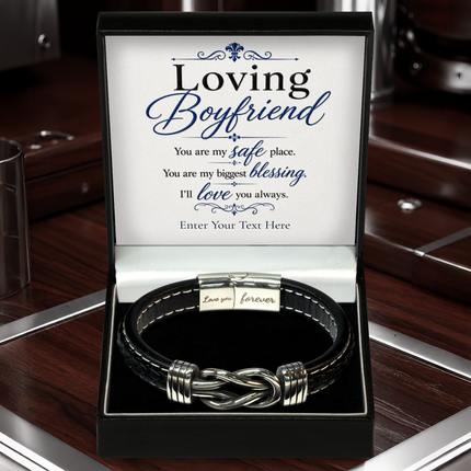 Loving Boyfriend Infinity Knot Bracelet With Personalised Keepsake Box