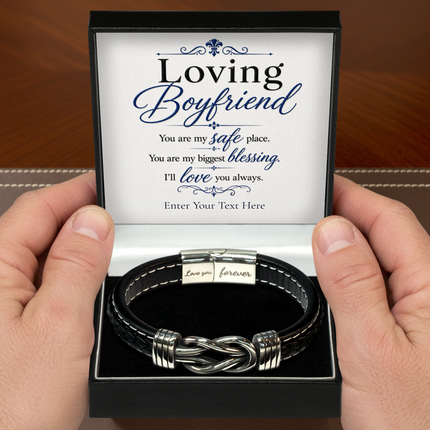 Loving Boyfriend Infinity Knot Bracelet With Personalised Keepsake Box