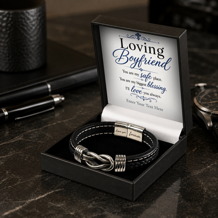 Loving Boyfriend Infinity Knot Bracelet With Personalised Keepsake Box