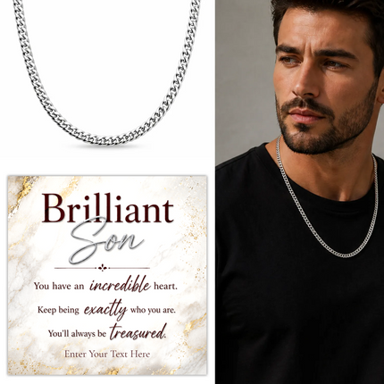 Brilliant Son Stainless Steel Cuban Chain Necklace With Personalised Keepsake Box