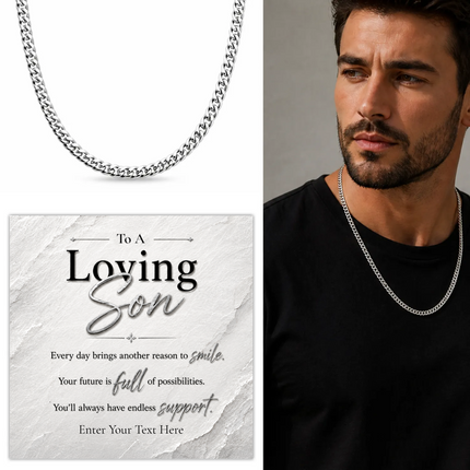 Loving Son Stainless Steel Cuban Chain Necklace With Personalised Keepsake Box