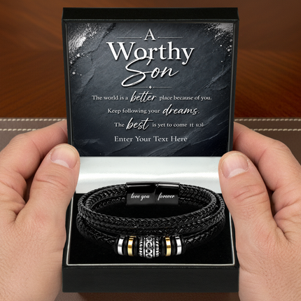 A Worthy Son Eternal Bond Bracelet With Personalised Keepsake Box