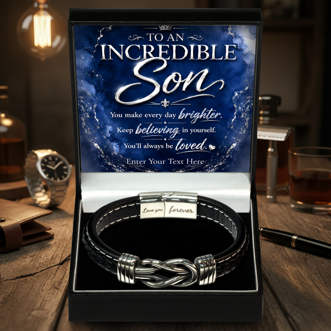 To An Incredible Son Infinity Knot Bracelet With Personalised Keepsake Box
