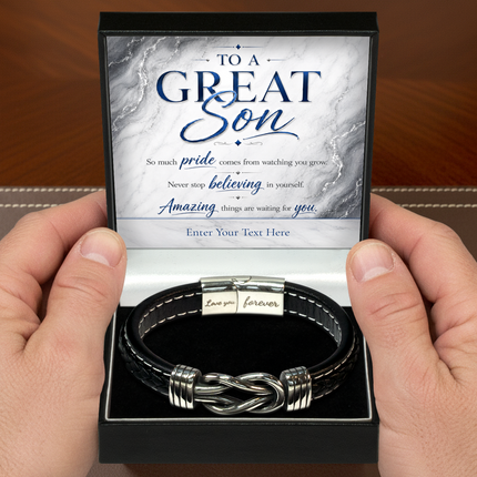 To A Great Son Infinity Knot Bracelet With Personalised Keepsake Box