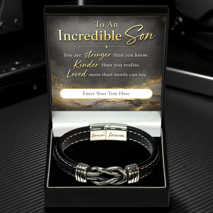 To An Incredible Son Infinity Knot Bracelet With Personalised Keepsake Box